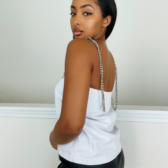 Brand New white top with chains - Picture 3 of 9